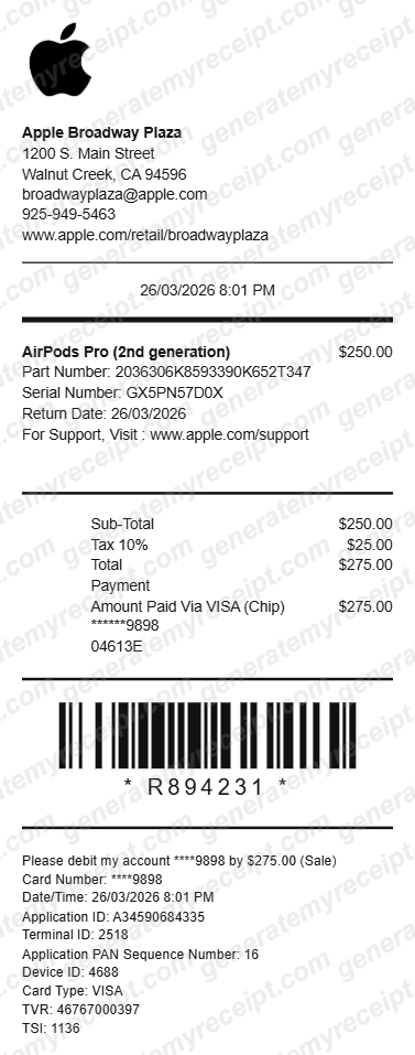 Apple Store Receipt preview